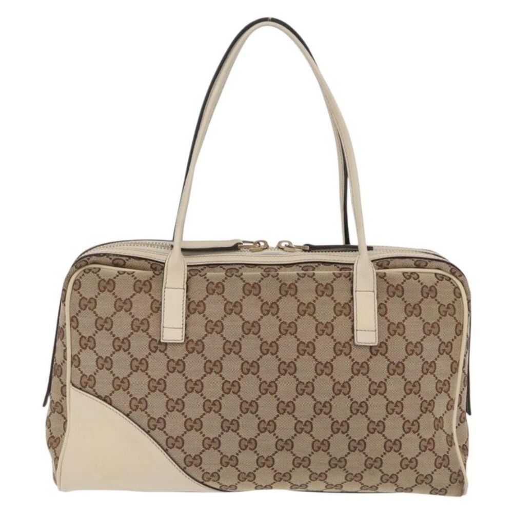 Gucci New Britt Boston Gg Canvas Beige Canvas Handbag